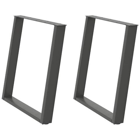 Gambe per tavolo da pranzo a forma di U 2 pz Antracite 80x(72-73) cm Acciaio - Foto 2