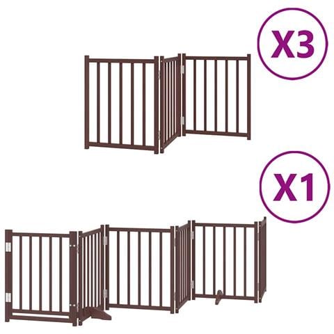 Cancello Cani Porta Pieghevole Marrone 15 Pannelli 750cm Pioppo - Foto 1