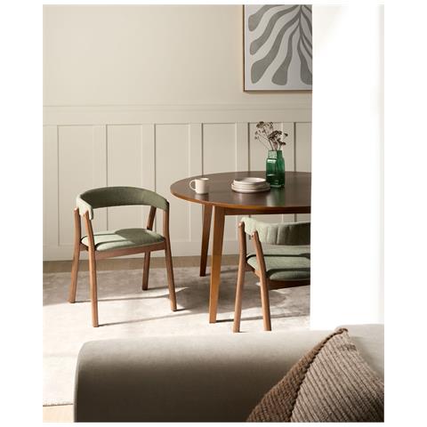 Set Di 2 Sedie Da Pranzo Mylo Tessuto Marrone Scuro /verde - Foto 1