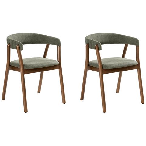 Set Di 2 Sedie Da Pranzo Mylo Tessuto Marrone Scuro /verde - Foto 2