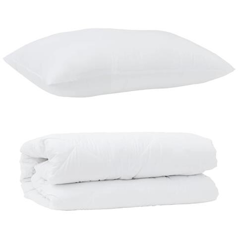 Piumone con Cuscino 2 pcs Bianco 155 x 220 cm Microfibra - Foto 1