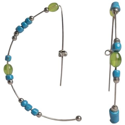 Orecchini A Cerchio In Argento Sterling 925 Con Cristalli Verdi - Unique Silver - Foto 1