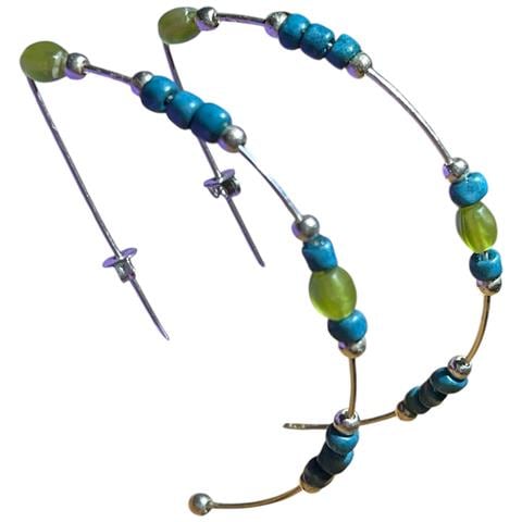 Orecchini A Cerchio In Argento Sterling 925 Con Cristalli Verdi - Unique Silver - Foto 2