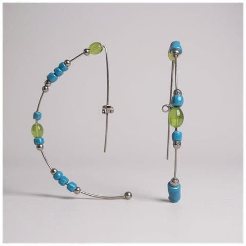 Orecchini A Cerchio In Argento Sterling 925 Con Cristalli Verdi - Unique Silver - Foto 6