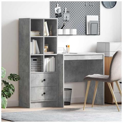 Scrivania con Spazio di Archiviazione 2 pcs Grigio cemento - Foto 2