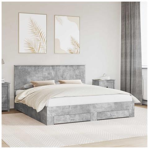 Struttura del letto con testiera Grigio cemento 180 x 200 cm - Foto 2