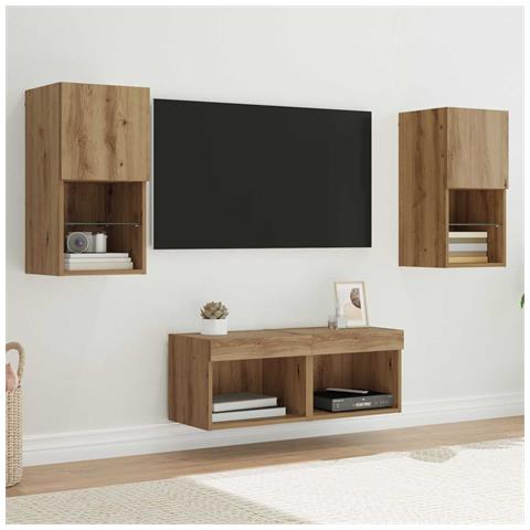 Mobiletti TV da Parete 4 pcs Rovere artigianale - Foto 2