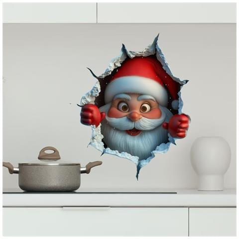 Set Di 2 Adesivi Decorativi Natalizi In Pvc Con Babbo Natale Che ""sfonda Il Muro"" - Foto 5