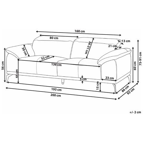 Divano 3 Posti Vejen Pelle Sintetica Nero - Foto 2