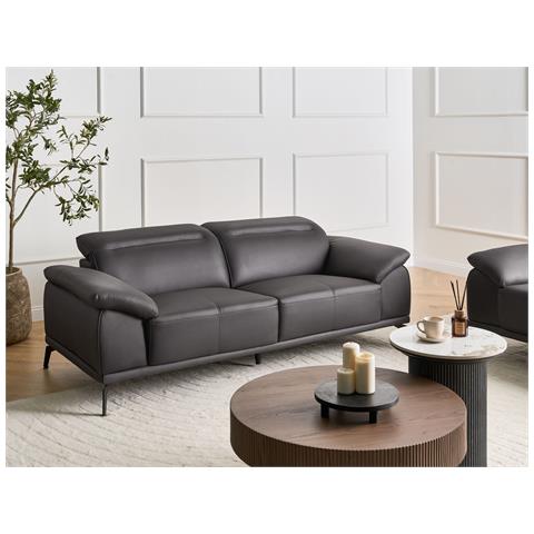 Divano 3 Posti Vejen Pelle Sintetica Nero - Foto 1