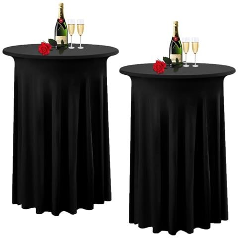 Gonna Da Tavolo Rotonda Con Bordo Ondulato Nero - 80x110cm Copertura In Poliestere Per Tavoli Da Cocktail - Foto 1