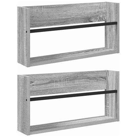 Scaffale per riviste 2 pcs Grigio Sonoma 60 x 12 x 30 cm - Foto 1