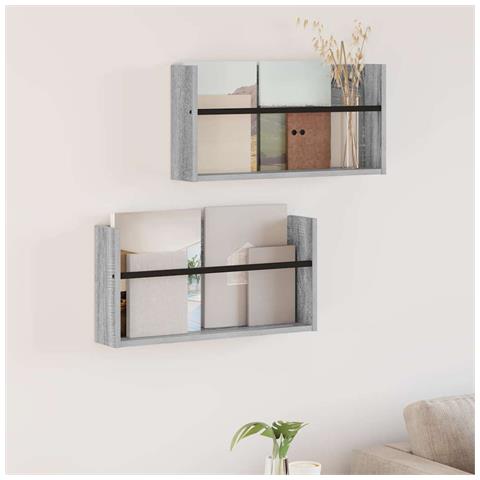 Scaffale per riviste 2 pcs Grigio Sonoma 60 x 12 x 30 cm - Foto 2