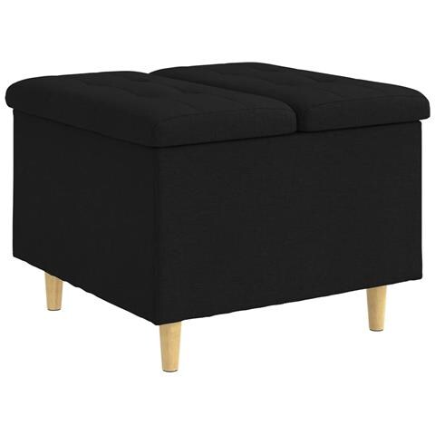 Pouf contenitore con cuscino Nero 60 x 60 x 45 cm Tessuto - Foto 1