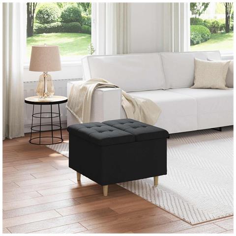 Pouf contenitore con cuscino Nero 60 x 60 x 45 cm Tessuto - Foto 2