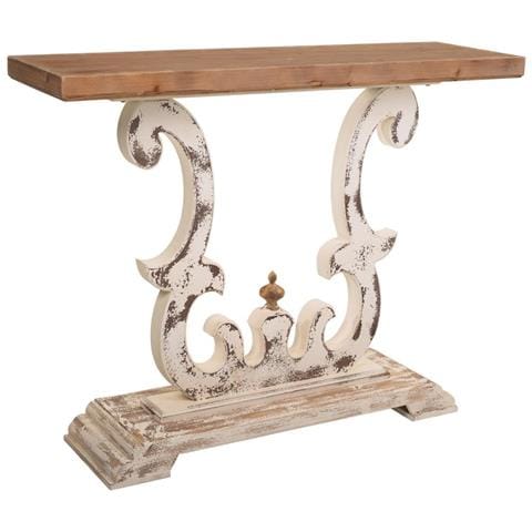 Mobile Da Ingresso In Legno Bianco Intagliato 120x36x92h - Foto 1