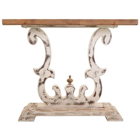 Mobile Da Ingresso In Legno Bianco Intagliato 120x36x92h - Foto 2