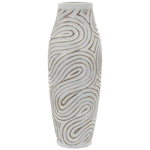 Vaso Oblix Alto In Resina Bianca Anticata - Foto 1