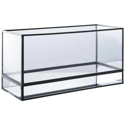 Portacandele Hurricane Orizzontale In Vetro E Metallo Nero 30x12 Cm - Foto 2