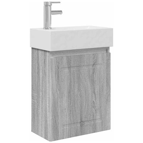 Mobile bagno con rubinetto Sonoma grigio 45,5 x 22,5 x 84 cm - Foto 1