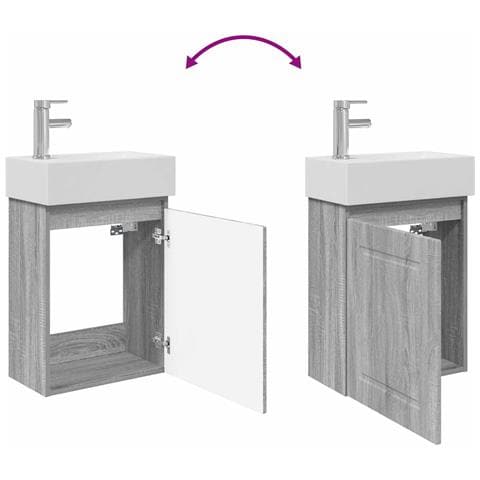 Mobile bagno con rubinetto Sonoma grigio 45,5 x 22,5 x 84 cm - Foto 9