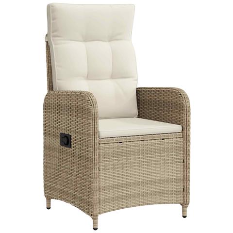 Sedia da giardino reclinabile Beige e Bianco Crema - Foto 1