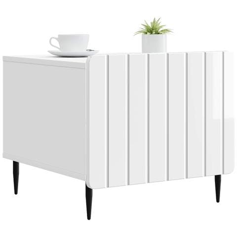 Tavolino da salotto con cassetto Bianco Lucido 49 x 50 x 42 cm - Foto 2