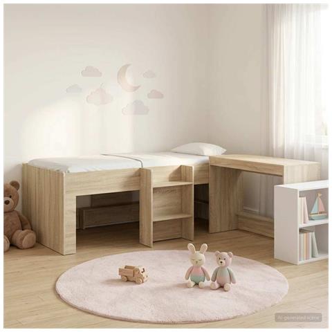 Letto alto per bambini con scrivania 2 pz Rovere Sonoma - Foto 2