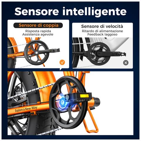 Ep 2 Boost Bicicletta Elettrica Pieghevole Fatbike 20"", Motore 250w 55nm, Batteria Rimovibile 48v 13ah, Velocità 25 km /h Conforme Alle Normative Ue, Autonomia 120?km, Forcella Ammortizzata, Adatta Città E Fuoristrada, Nero - Foto 2