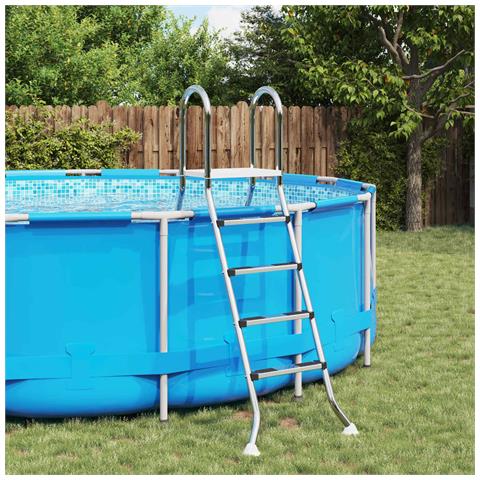 Scala per piscina fuori terra 195 x 150 cm 4-Gradino - Foto 2