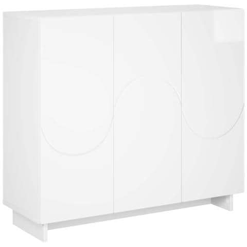 Credenza Bianco Lucido 85,5 x 31 x 75 cm Legno ingegnerizzato - Foto 1