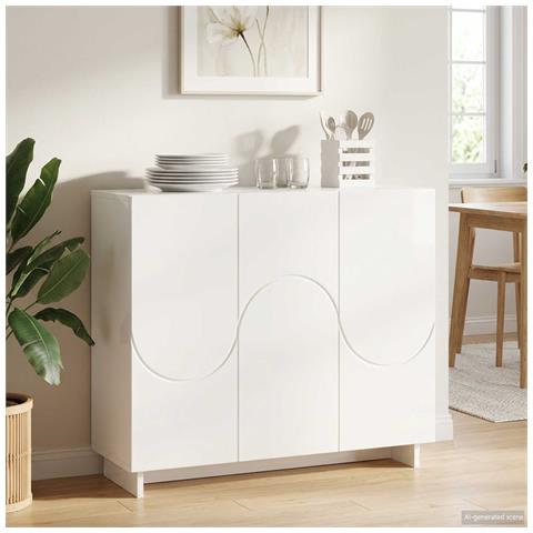 Credenza Bianco Lucido 85,5 x 31 x 75 cm Legno ingegnerizzato - Foto 2