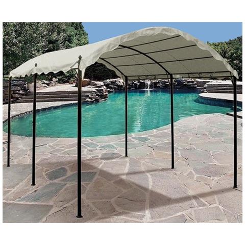 Gazebo in acciaio verniciato grigio antracite 300x400 cm per auto - Foto 4