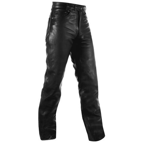 Pantaloni Pelle Jeans Classico 5 Tasche Moto Custom Chopper Nero 32 - Foto 1