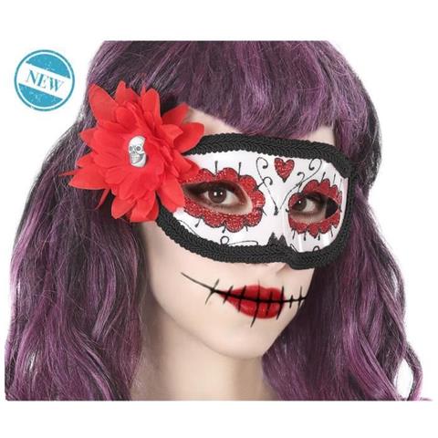 Maschera Fiore Rosso Dia De Los Muertos Adulto - Foto 2