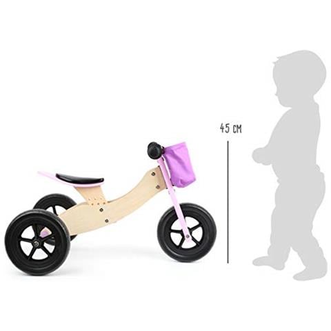 Piccolo Piede 11611 Triciclo Trike Maxi 2 In 1 Rosain Legnotriciclo E Biciclettinasedile Regolabile - Foto 4