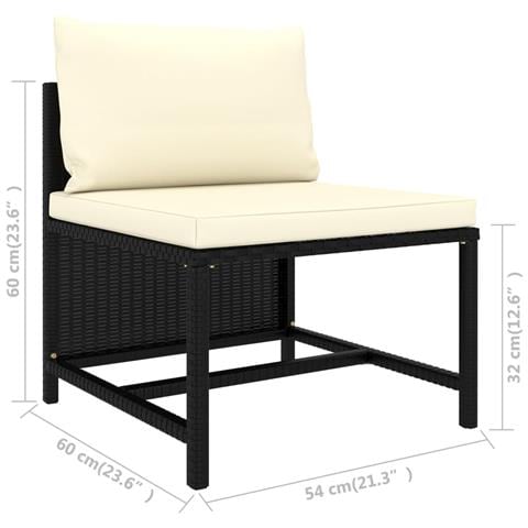 Set Divani da Giardino 8 pz con Cuscini in Polyrattan Nero - Foto 2