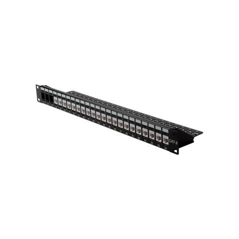 Cat. 6 19"-Keystone Patch Panel, black, Not screened, Nero - Foto 2