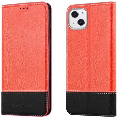 Custodia Compatibile Con Apple Iphone 13 Mini In Rosso Nero - Coperchio Protettiva Con Chiusura Magnetica, Funzione Stand E Tasca Per Le Carte - Foto 8