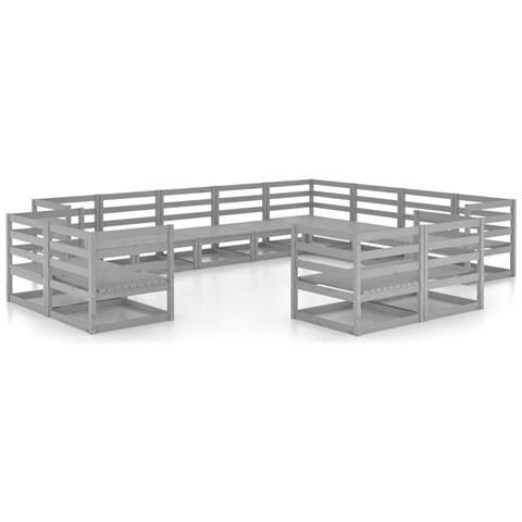 Set Divani Da Giardino 12 Pz Grigio In Legno Massello Di Pino - Foto 1