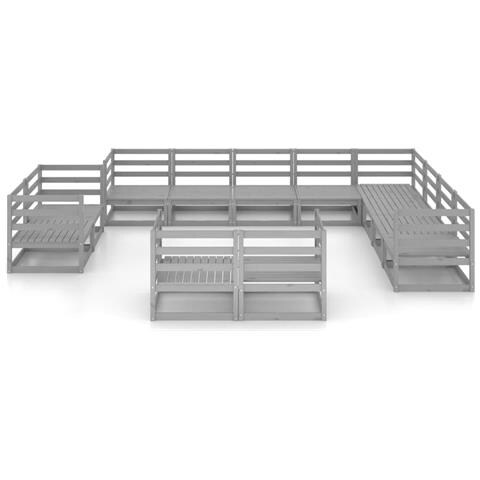 Set Divani Da Giardino 12 Pz Grigio In Legno Massello Di Pino - Foto 8