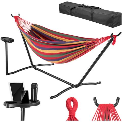 Amaca Da Giardino Brasiliana Strisce Multicolore Con Portabicchieri Portata 200kg - Foto 1