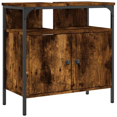 Mobile Lavabo Bagno Rovere Fumo 60x30x60 Cm Legno Multistrato - Foto 1