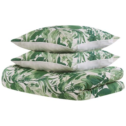 Set Copripiumino In Cotone Satinato 155 X 220 Cm Bianco E Verde Greenwood - Foto 7