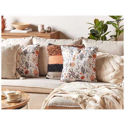 Cuscino Decorativo Montbretia Velluto 45 X 45 Cm Motivo Di Piante Multicolore - Foto 1