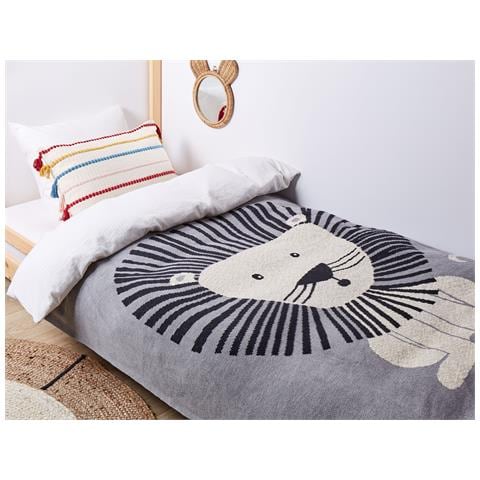 Coperta Matta Cotone 130 X 170 Cm Grigio - Foto 1