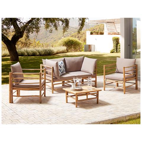 Set Da Giardino Con Tavolo 4 Posti Cerreto Legno Di Bambù Tortora - Foto 1