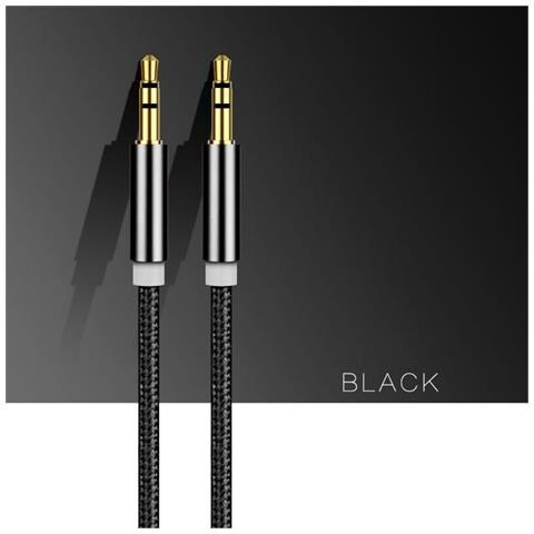 Ax1 Durable Braided Wire 1m Aux Jack Cable 3.5mm Male To 3.5mm 2-line Black - Foto 2