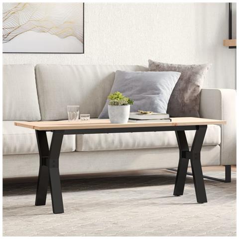 Tavolino Salotto Telaio A Y 110x40x45cm Massello Pino E Ghisa - Foto 1