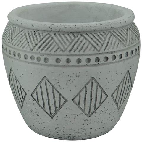 Vaso Tondo Basso Da Esterno Giardino In Fibra Di Argilla 21x21x17 Cm Aster - Foto 1